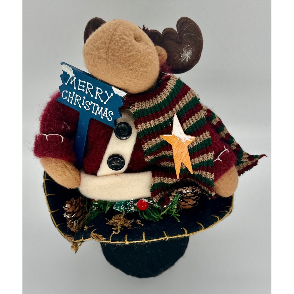 Vintage Longs Drugs 10" Christmas Moose in Top Hat Tabletop Decor NWT